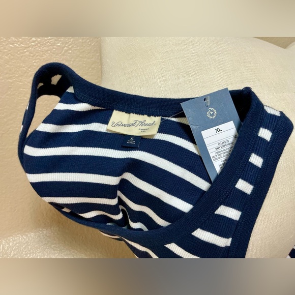 Universal Thread Navy & White Striped Maxi Dress – Sleeveless Bodycon – XL – NWT - Picture 2 of 9